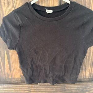 Garage Black Ribbed Crewneck Tee